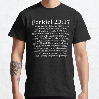 تیشرت کلاسیک داستان عامه پسند | تیشرت Pulp Fiction طرح Ezekiel 25:17 کد 112094