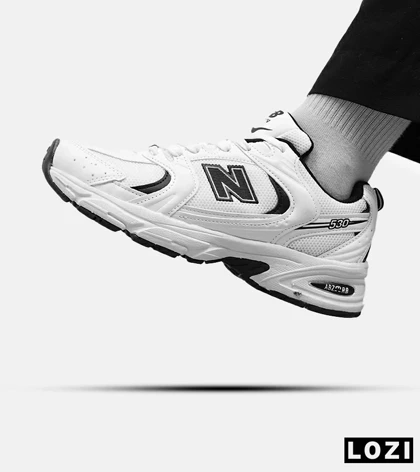 کفش کتانی مردانه و زنانه سفید مشکی NEW BALANCE 530 مدل 4974