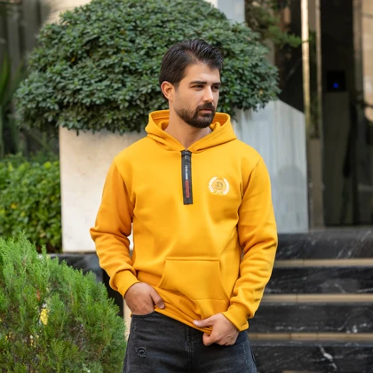 هودی مردانه طرح D خردلی مدل Parham