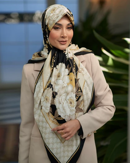 روسری ابریشم ژاکارد قواره 140 30209