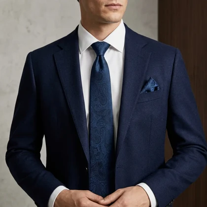 کراوات و پوشت دستدوز طرح پیچک و جقه برند Massimo Dutti