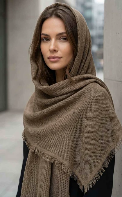 شال کنفی دور ریش زنانه - سبک، خنک و بدون سر خوردن