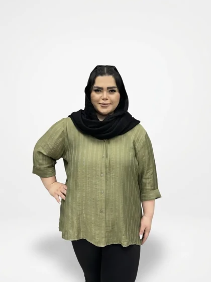 شومیز مانتویی لمه آستین پاکتی سایز بزرگ زنانه