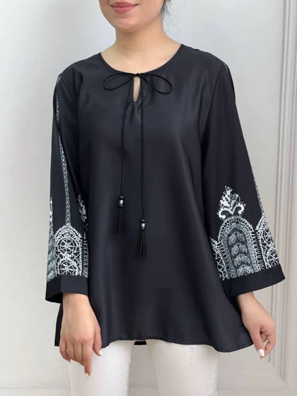 تونیک آستین طرحدار منگوله کد 3561