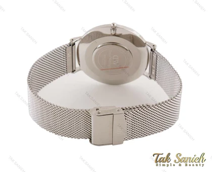 ساعت دنیل ولینگتون مردانه بندحصیری نقره ای صفحه سفید DW-3879-G