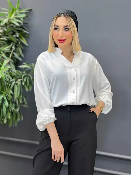 شومیز ساده جلو دکمه