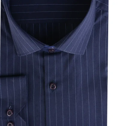 پیراهن مردانه رسمی سورمه‌ای راه راه