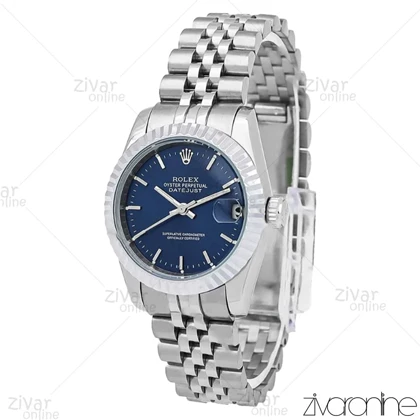 ساعت رولکس دیت جاست زنانه نقره ای صفحه سرمه ای مدیوم 106541
