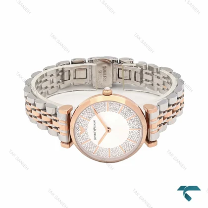 ساعت زنانه امپریو آرمانی دورنگ رزگلد صفحه نگین Armani-5904-L
