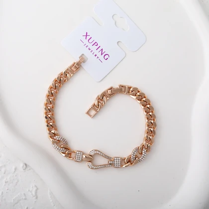 دستبند زنانه شیک ژوپینگ با طرح زنجیری و نگین‌دار