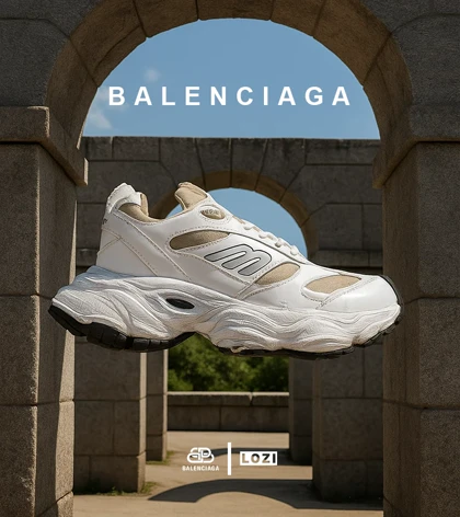 کفش کتانی مردانه و زنانه سفید قهوه ای BALENCIAGA