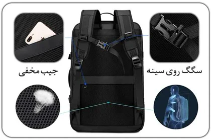 کیف مسافرتی 35L کوله پشتی لپ تاپ 15.6 اینچی اورجینال بنج BANGE 1908