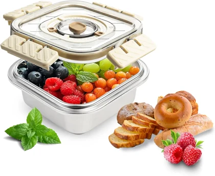 ظرف نگهدارنده فریزری غذا استیل مربع قفل دار