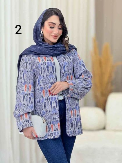 مانتو طرح دار مغزی دوزی 6730