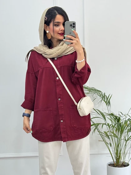 مانتو کتان جیب پایین