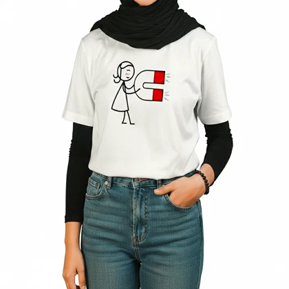 تیشرت زنانه با طرح آهن ربا ولنتاین کد 295082