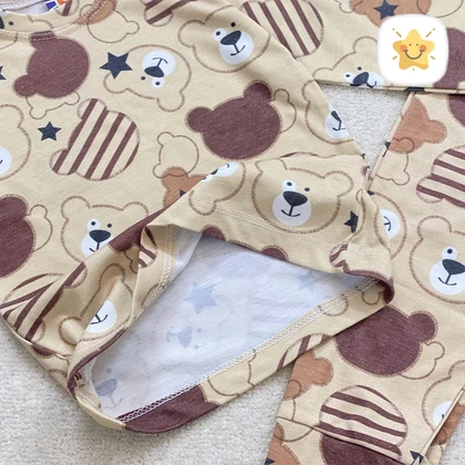 بلوز شلوار بچه گانه تدی قهوه ای پارچه اسپان 2 تا 10 سال