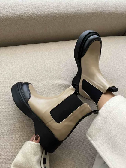 نیم بوت چرم بغل کش