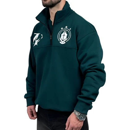 دورس مردانه یقه نیم زیپ سبز طرح NC