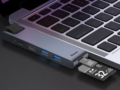هاب 7 پورت تایپ سی بیسوس Baseus Thunderbolt 7 in 1 HUB 100W CAHUB-L0G