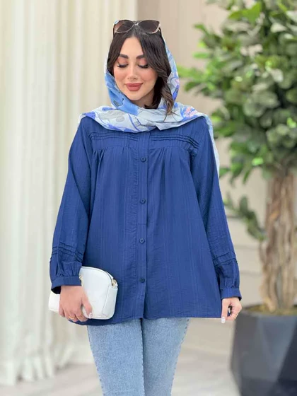 شومیز جلو چین دوخت دار