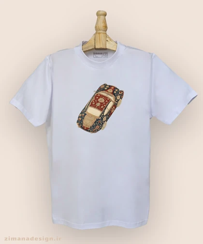 تیشرت مردانه و زنانه طرح ماشین تلفیق با فرش ایرانی