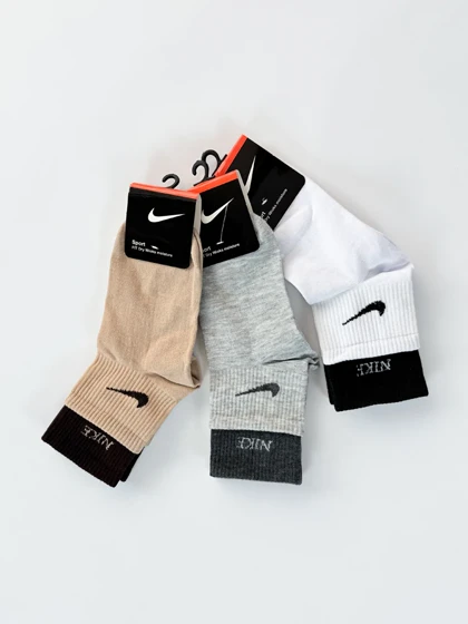 جوراب نیم ساق نخ پنبه دو کش نایکی Nike