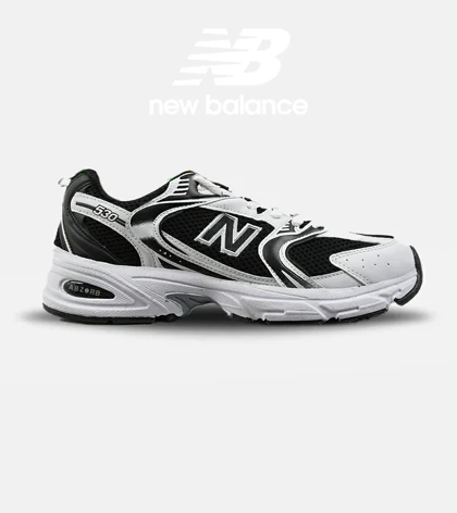 کفش کتانی مردانه و زنانه سفید مشکی NEW BALANCE 530 مدل 3144