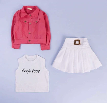 کت و دامن کتان شیک دخترانه مجلسی