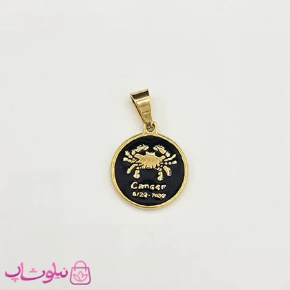 گردنبند ماه تولد تیر طرح خرچنگ (cancer) استیل طلایی مشکی (ظریف) کد 130