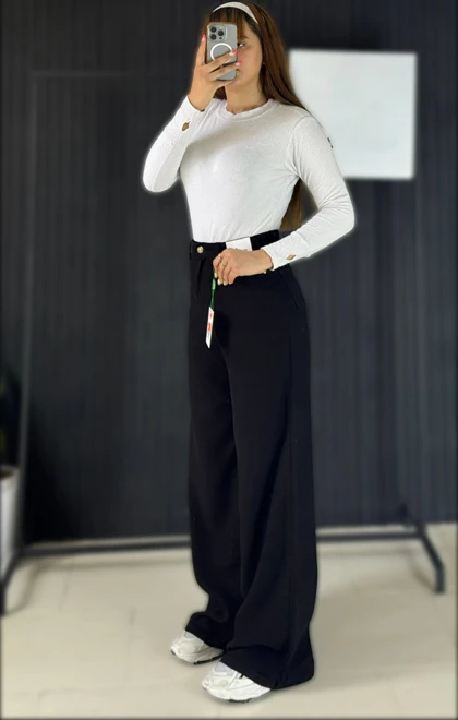 شلوار سیلک کبریتی بگ لخت و ریزشی زنانه