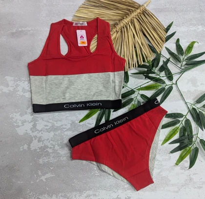 ست نیم‌تنه و شورت قرمز بدون پد n-9140 (سایزL) مناسب 36و38