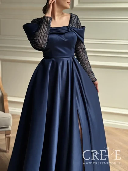 ماکسی ساتن بالاتنه سنگدوزی