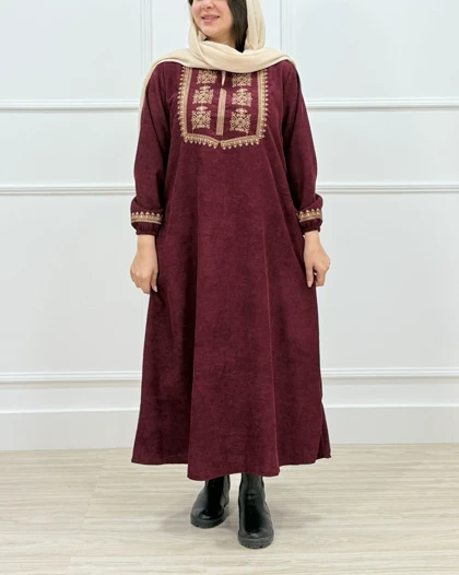 پیراهن مخمل کبریتی کتیبه کد محصول 1434
