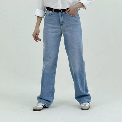 شلوار جین راسته لاین آبی روشن
