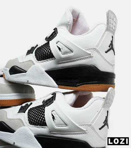 کتانی ساق‌دار زنانه و مردانه سفید مشکی Nike air jordan 4 مدل 6593