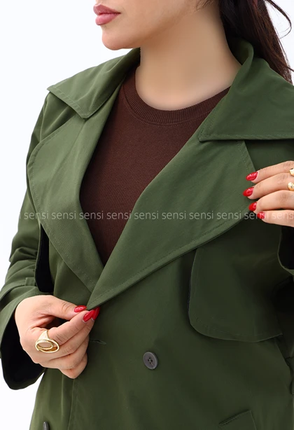 بارانی زنانه آستر دار کتان کج راه @کد1006915