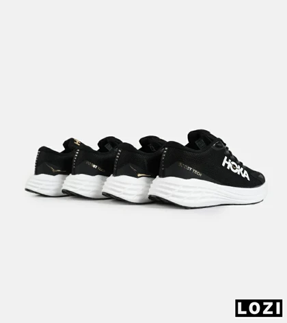 کفش کتانی طوسی مشکی سفید HOKA