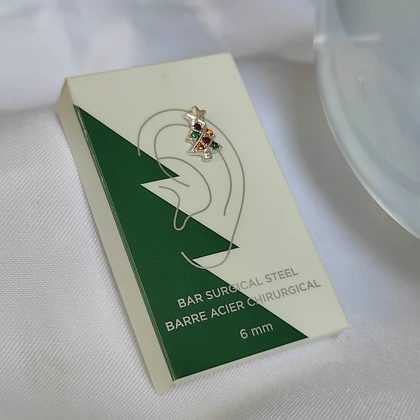 پیرسینگ گوش طرح درخت کریسمس فولاد ضد زنگ درجه یک