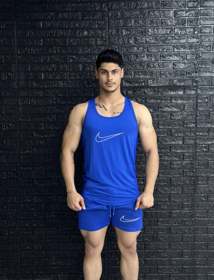 پکیج کد S815 شامل رکابی + شلوارک با تم آبی