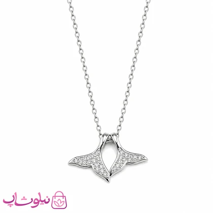 گردنبند زنانه نقره ظریف وارداتی عیار 925 مدل دم وال دو عددی وزن 2/110 گرم