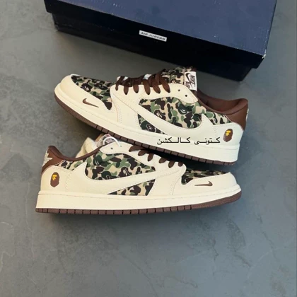 کتانی ویتنامی نایک ایر جردن وان لو تراویس اسکات بیپ ارتشی Nike Air Jordan 1 Low Travis Scott Bape