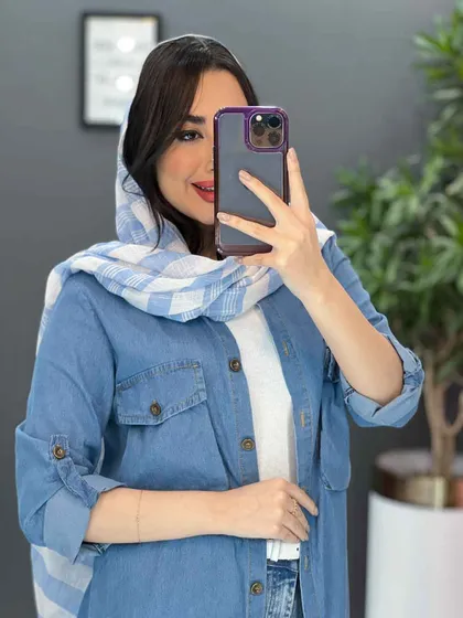 مانتو جین کاغذی دو جیب