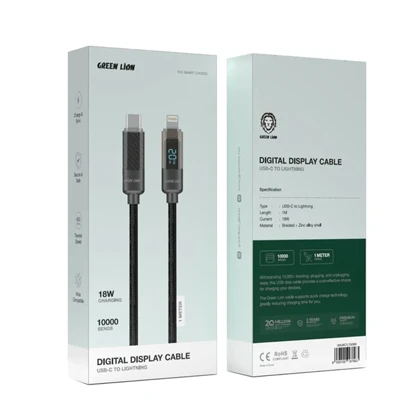 کابل تبدیل USB-C به لایتنینگ گرین لاین مدل Digital display ظرفیت 20 وات