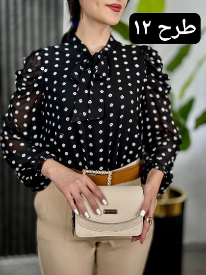 شومیز حریر آستین پف کد 1865