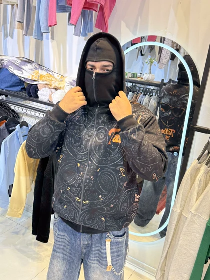 هودی نینجایی مشکی طرح خفن پارچه دورس گرم بالا