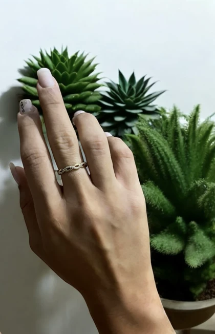 انگشتر ساده نگینی بافتی کد 3331021