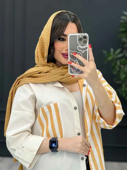 مانتو لینن راه راه ترکیبی