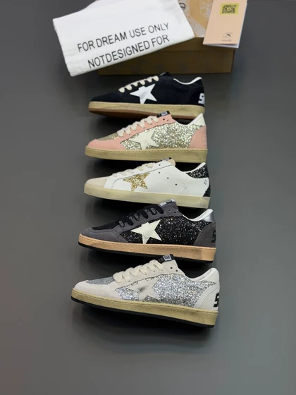 کتانی گلدن گوس بال استار نقره ایی براقGolden Goose Ball Star Silver Glitter