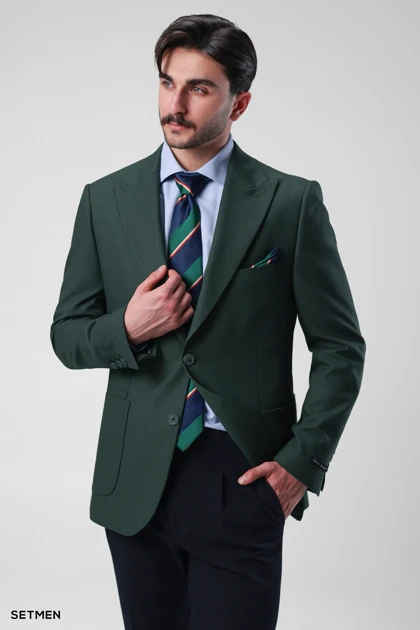 کت تک مردانه نیم آستر دو دکمه یقه ایتالیایی